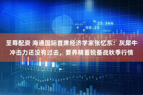 至尊配资 海通国际首席经济学家张忆东：灰犀牛冲击力还没有过去，要养精蓄锐备战秋季行情